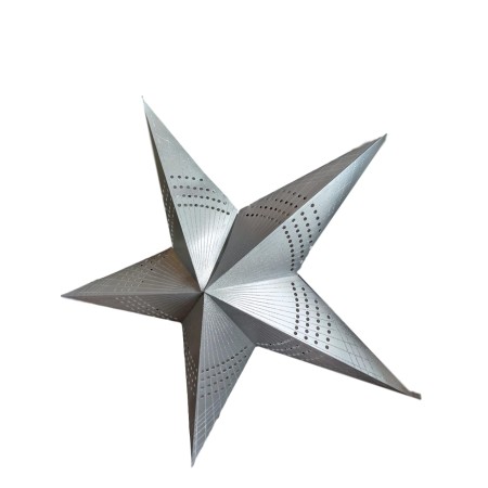 Christmas Xmas Star - 5 Point, Silver Zari Printed with Thin Prism Design, 80 cms (DELIVERING ONLY IN DELHI)